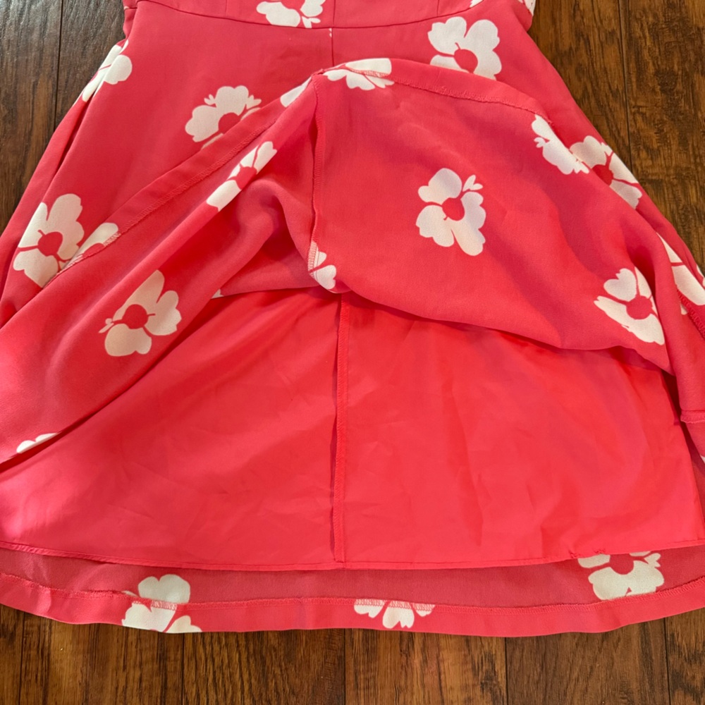 LC Lauren Conrad Women’s 10 Coral Pink Floral Print Sleeveless A-line Dress - Picture 3 of 12